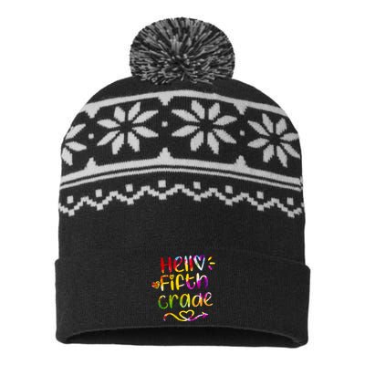 Colorful Hello Fifth Grade USA-Made Snowflake Beanie