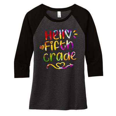 Colorful Hello Fifth Grade Women's Tri-Blend 3/4-Sleeve Raglan Shirt