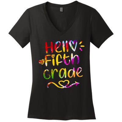 Colorful Hello Fifth Grade Women's V-Neck T-Shirt