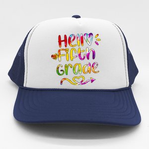 Colorful Hello Fifth Grade Trucker Hat