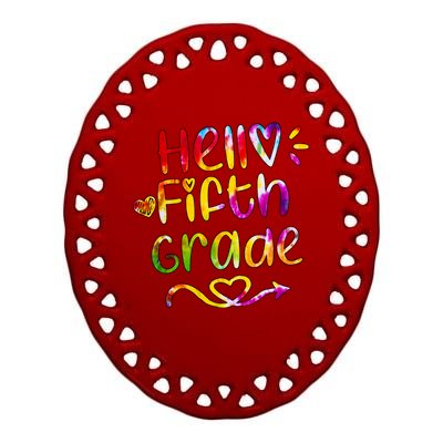 Colorful Hello Fifth Grade Ceramic Oval Ornament