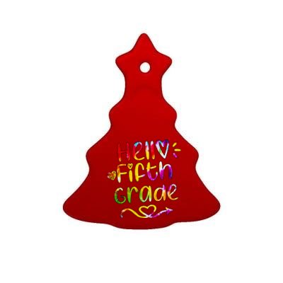 Colorful Hello Fifth Grade Ceramic Tree Ornament