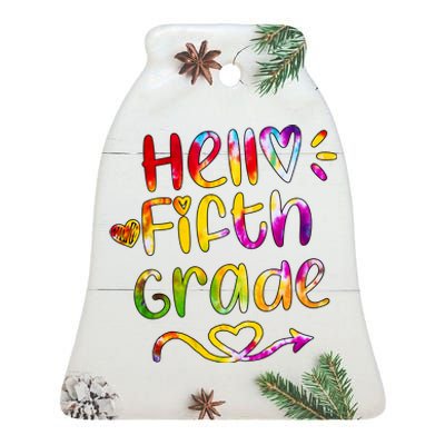 Colorful Hello Fifth Grade Ceramic Bell Ornament