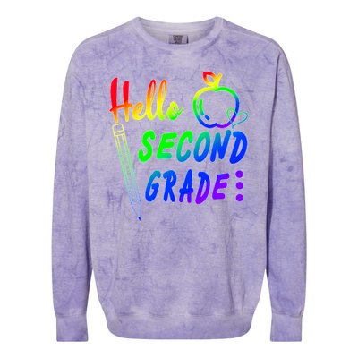 Colorful Hello Second Grade Colorblast Crewneck Sweatshirt