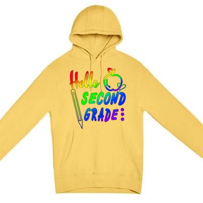 Colorful Hello Second Grade Premium Pullover Hoodie