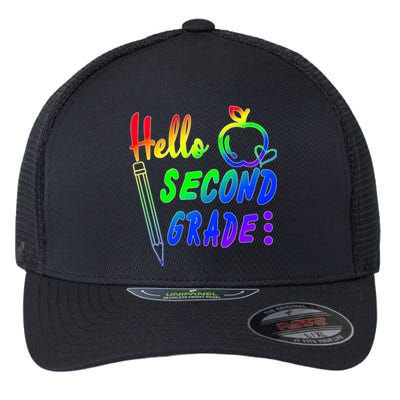 Colorful Hello Second Grade Flexfit Unipanel Trucker Cap