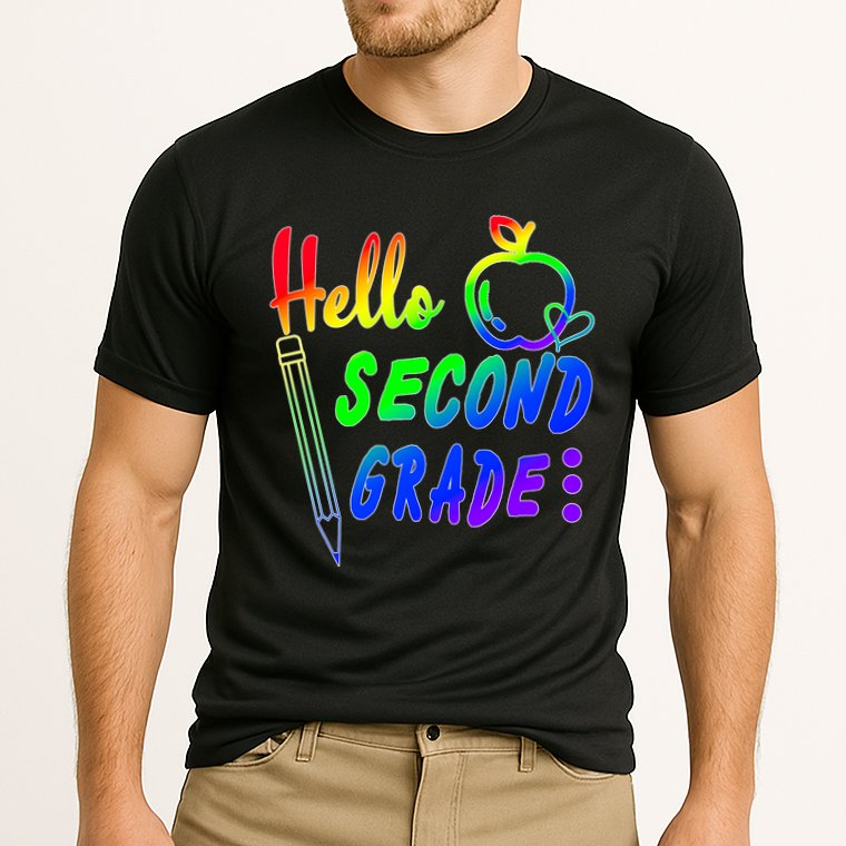 Colorful Hello Second Grade Performance Shirt