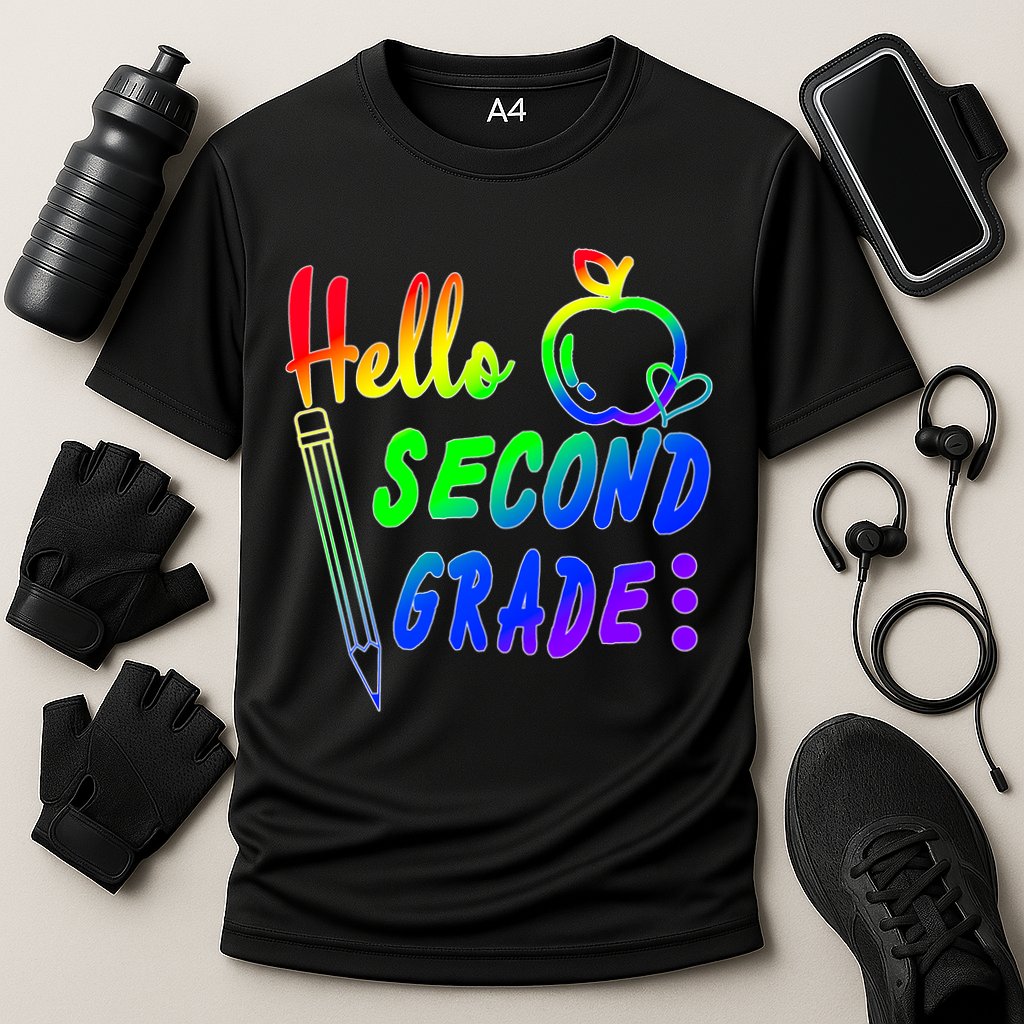 Colorful Hello Second Grade Performance Shirt