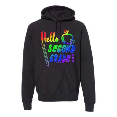 Colorful Hello Second Grade Premium Hoodie