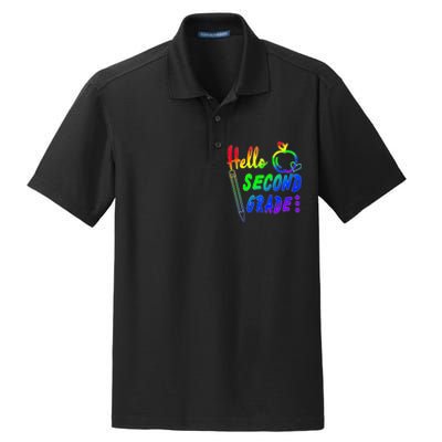 Colorful Hello Second Grade Dry Zone Grid Polo