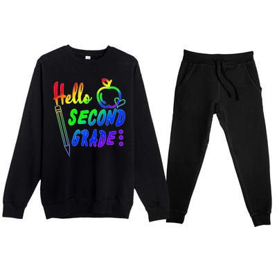 Colorful Hello Second Grade Premium Crewneck Sweatsuit Set