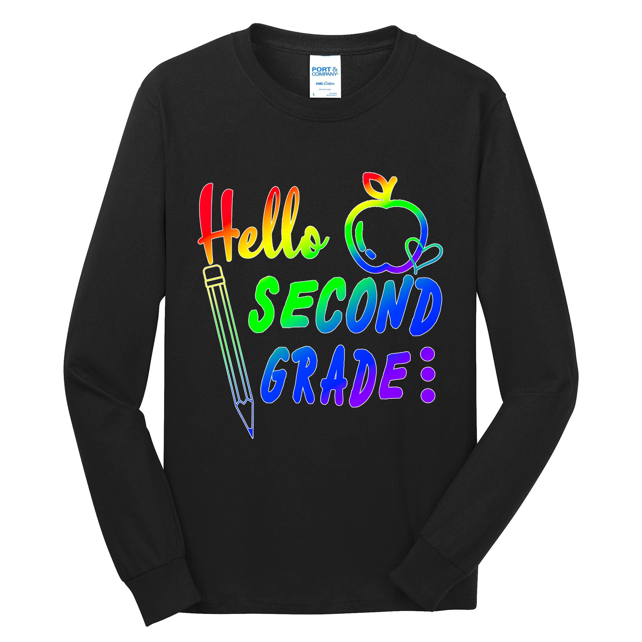 Colorful Hello Second Grade Tall Long Sleeve T-Shirt