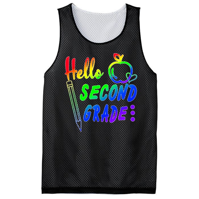 Colorful Hello Second Grade Mesh Reversible Basketball Jersey Tank