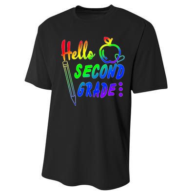 Colorful Hello Second Grade Performance Sprint T-Shirt