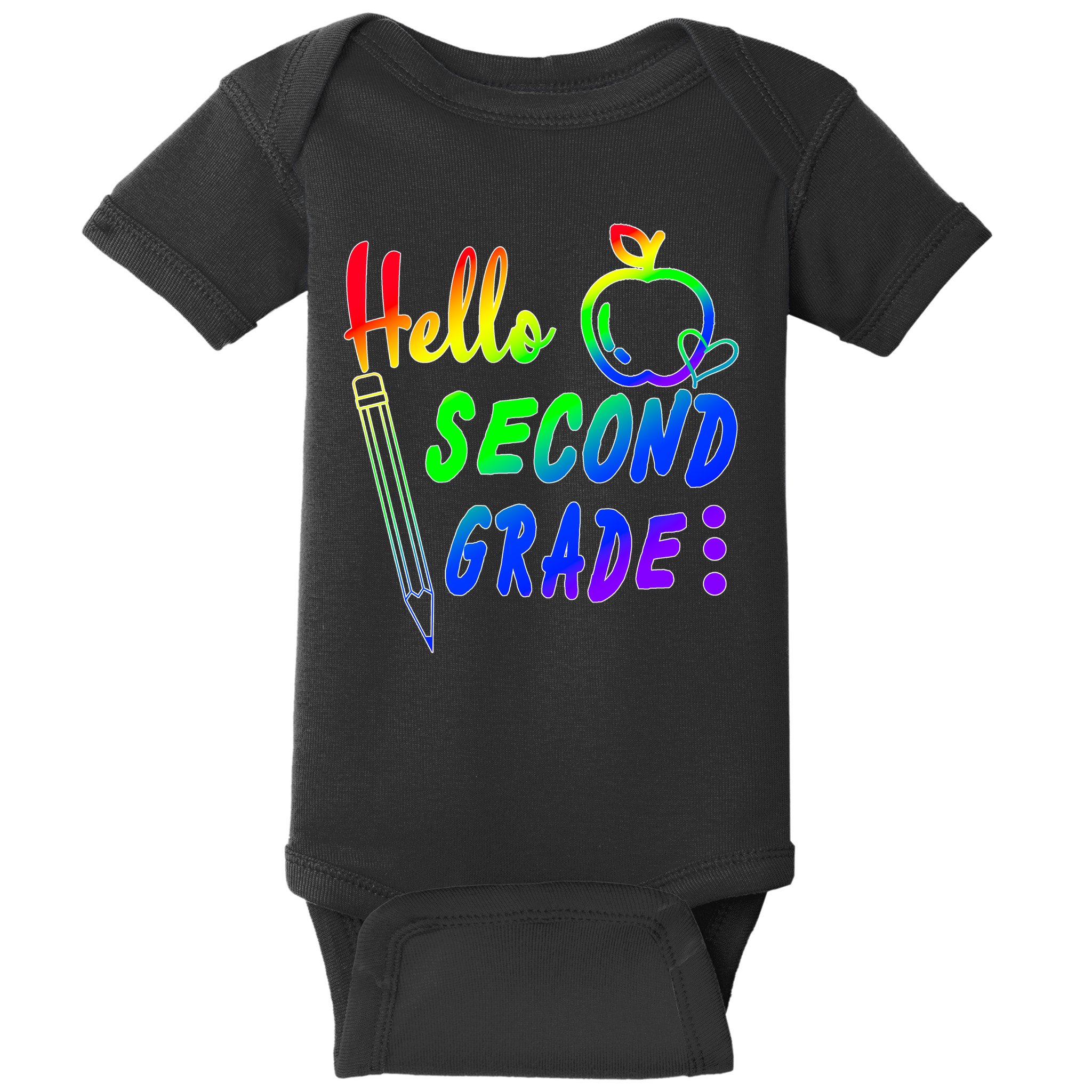 Colorful Hello Second Grade Baby Bodysuit