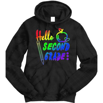 Colorful Hello Second Grade Tie Dye Hoodie