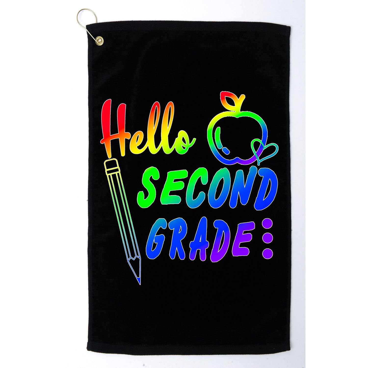 Colorful Hello Second Grade Golf Towel