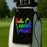 Colorful Hello Second Grade Golf Towel