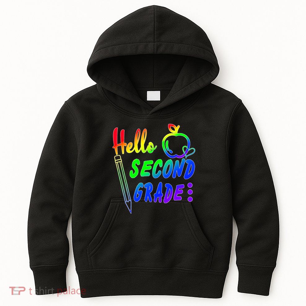 Colorful Hello Second Grade Kids Hoodie