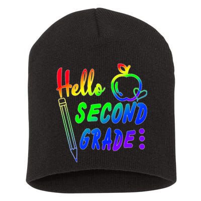 Colorful Hello Second Grade Short Acrylic Beanie