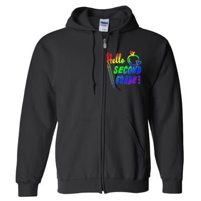 Colorful Hello Second Grade Full Zip Hoodie