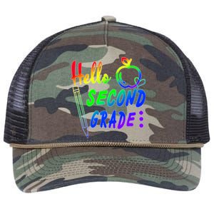 Colorful Hello Second Grade Retro Rope Trucker Hat Cap