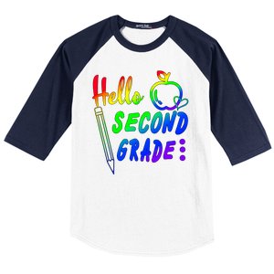 Colorful Hello Second Grade Baseball Sleeve Shirt