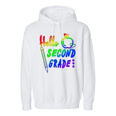 Colorful Hello Second Grade Garment-Dyed Fleece Hoodie