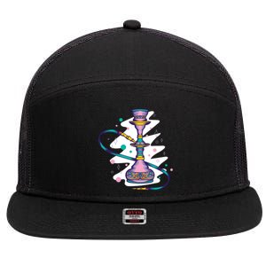 Colorful Hookah 7 Panel Mesh Trucker Snapback Hat