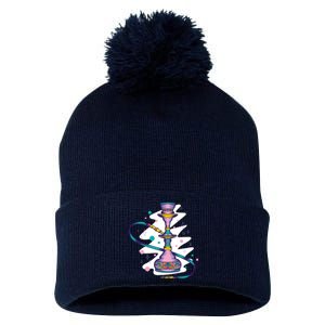 Colorful Hookah Pom Pom 12in Knit Beanie