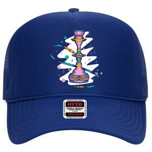 Colorful Hookah High Crown Mesh Back Trucker Hat