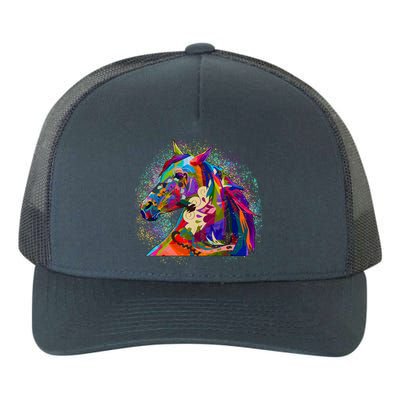 Colorful Horse Head Pattern Yupoong Adult 5-Panel Trucker Hat