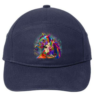 Colorful Horse Head Pattern 7-Panel Snapback Hat