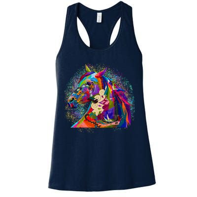 Colorful Horse Head Pattern Womens Tank Top