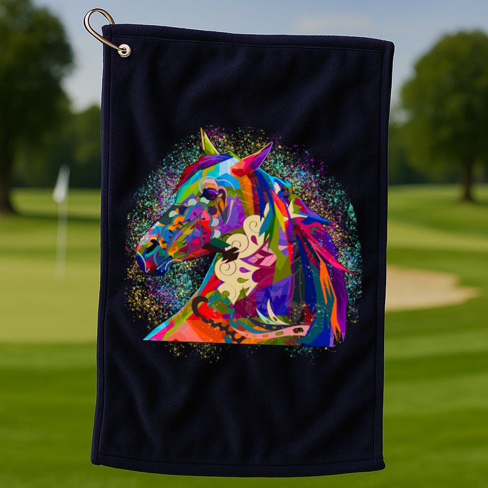 Colorful Horse Head Pattern Golf Towel