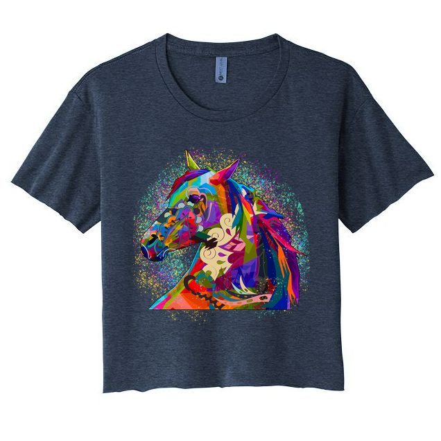 Colorful Horse Head Pattern Crop Top