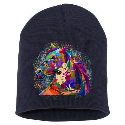 Colorful Horse Head Pattern Short Acrylic Beanie