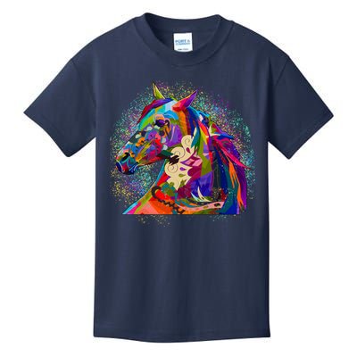 Colorful Horse Head Pattern Kids T-Shirt