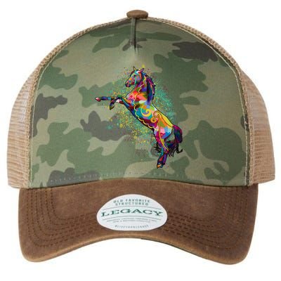 Colorful Horse Prancing Legacy Tie Dye Trucker Hat