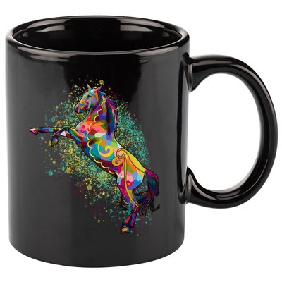 Colorful Horse Prancing 11oz C Handle Ceramic Mug
