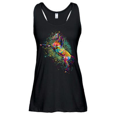 Colorful Horse Prancing Ladies Essential Flowy Tank