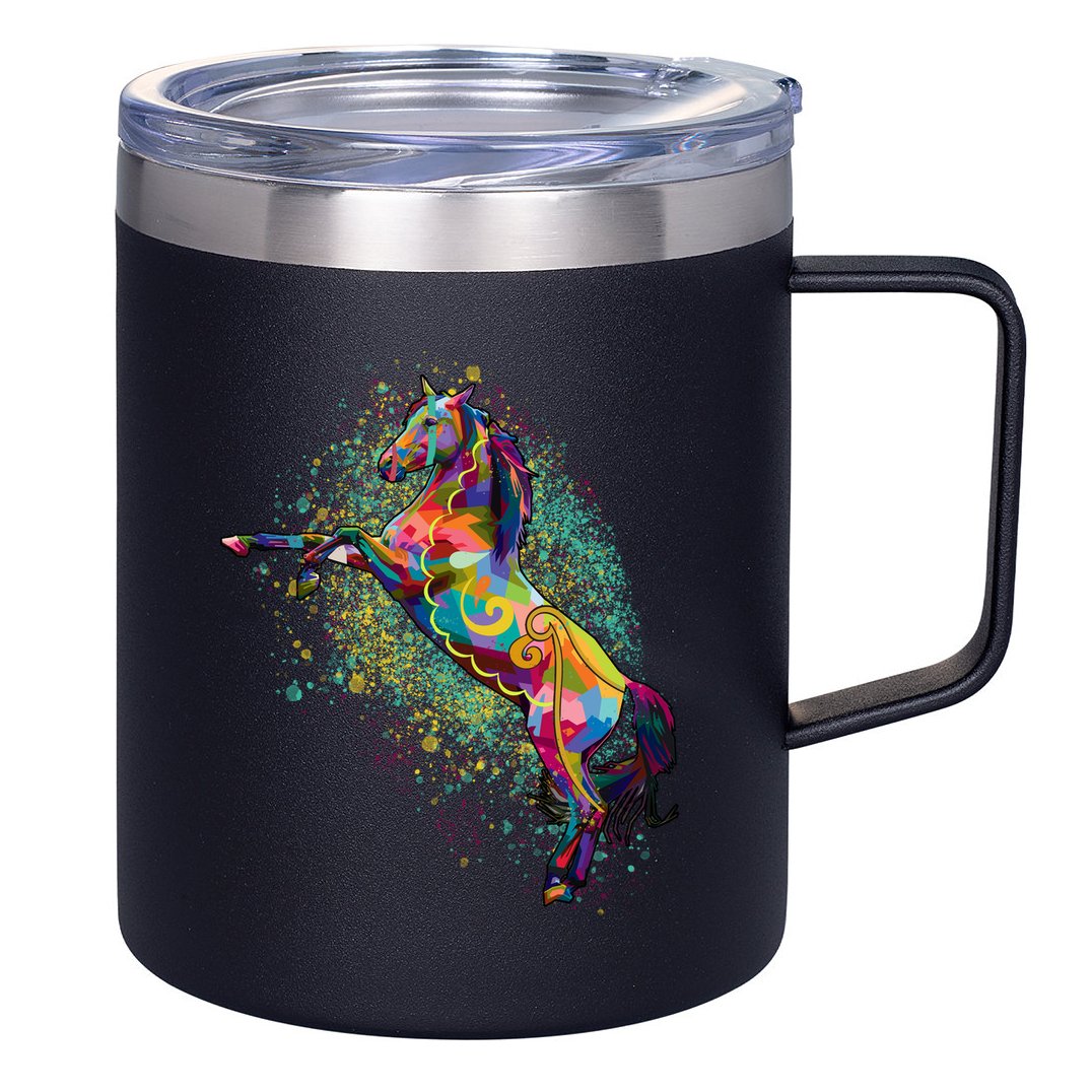 Colorful Horse Prancing 12oz Stainless Steel Coffee Mug