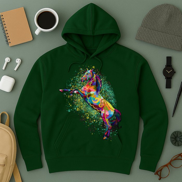 Colorful Horse Prancing Hoodie