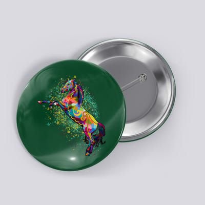 Colorful Horse Prancing Button