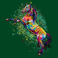 Colorful Horse Prancing Button