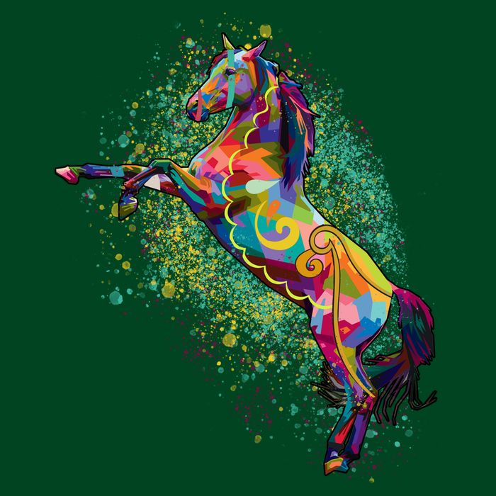 Colorful Horse Prancing Button