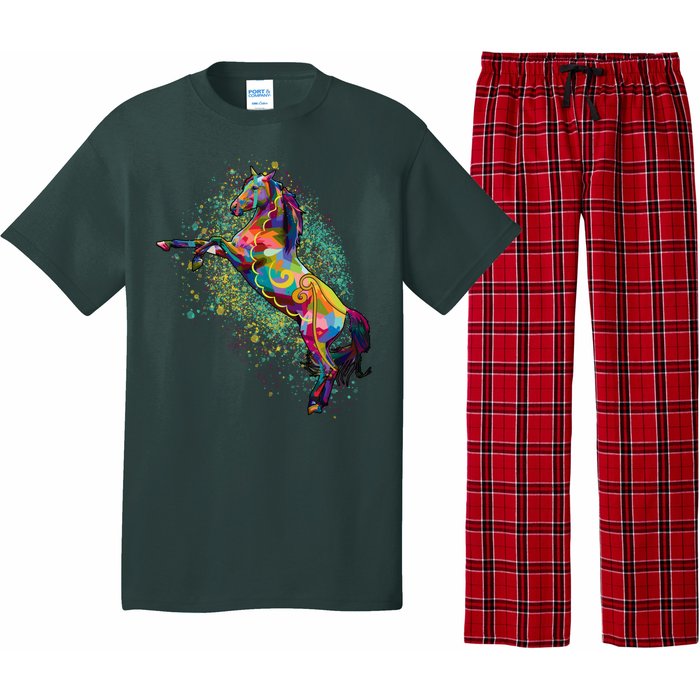 Colorful Horse Prancing Pajama Set