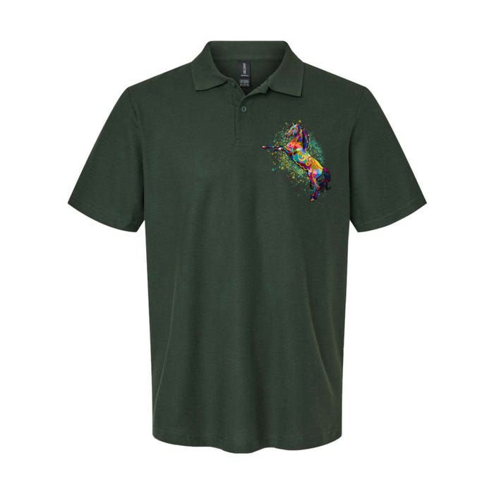 Colorful Horse Prancing Softstyle Adult Sport Polo