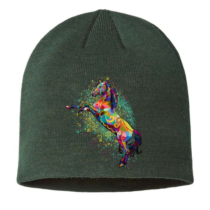 Colorful Horse Prancing Sustainable Beanie