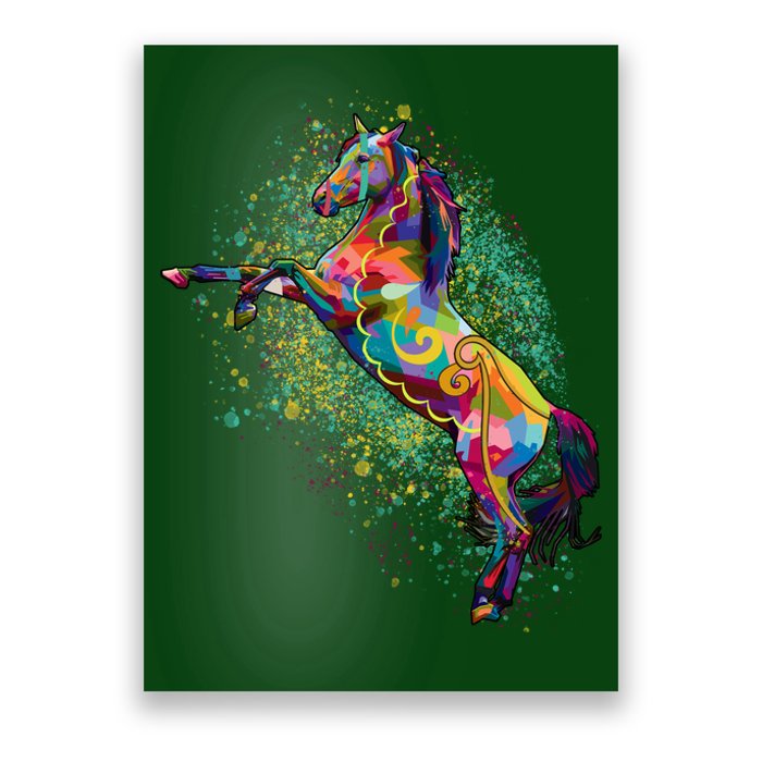 Colorful Horse Prancing Poster